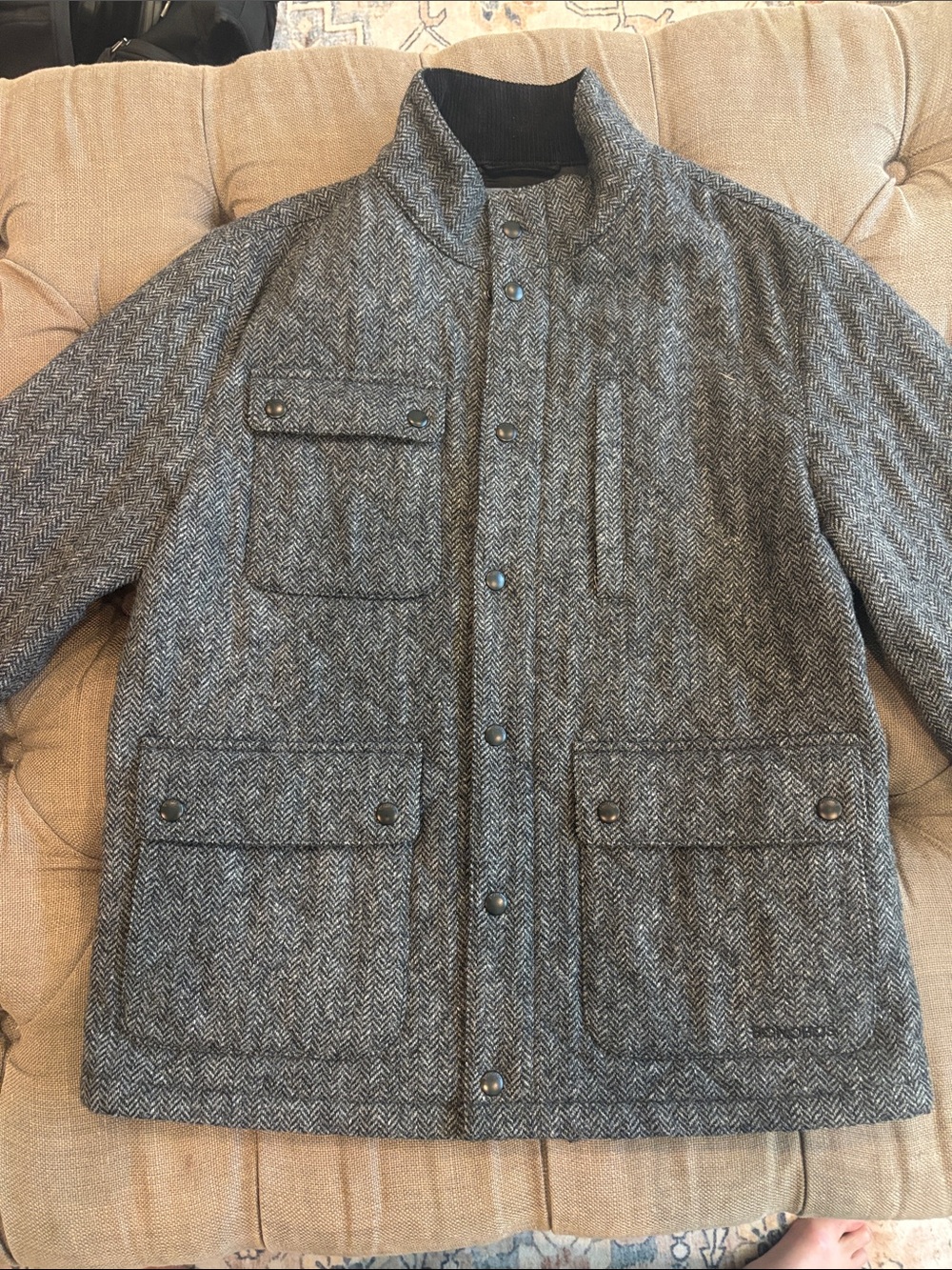 Bonobos Grey/Black herringbone wool coat M